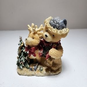 2003 Designspirations Glitter And Snowy‎ Teddy Bear Reindeer Figurine